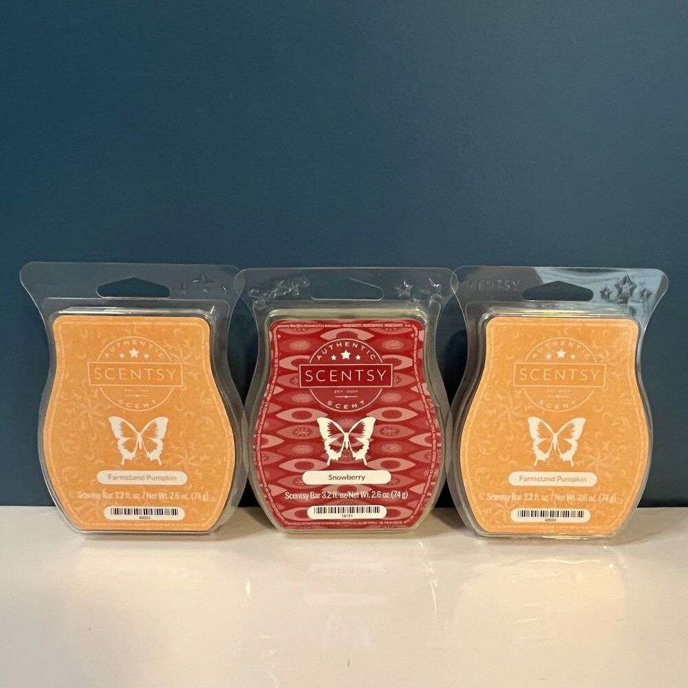 Scentsy Wax Bars Autumn Fall Lot of 3 Pumpkin & Snowberry Warmer Melts 3.2 oz